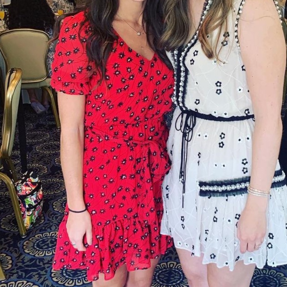 Red floral dress